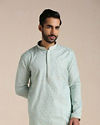 alt message - Manyavar Men Pistachio Green Jacquard Patterned Kurta Set image number 0