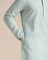Manyavar Men Pistachio Green Jacquard Patterned Kurta Set