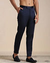 Navy Blue Self Patterned Indo Western Set image number 2