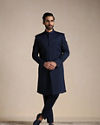 Manyavar Men Alluring Blue Indo Western Set