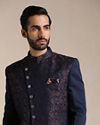 Manyavar Men Alluring Blue Indo Western Set