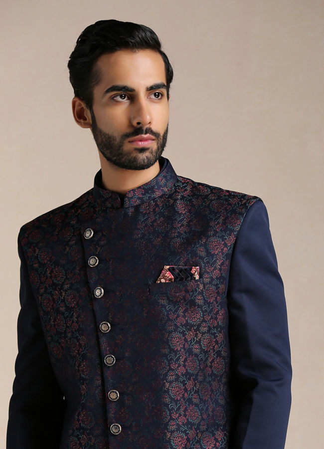 Buy Alluring Blue Indo Western Set Online in India @Manyavar - Indo ...