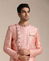 alt message - Manyavar Men Flamingo Pink Angrakha Style Indo Western Set image number 0