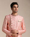 Manyavar Men Flamingo Pink Angrakha Style Indo Western Set