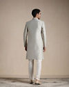 Manyavar Men Sterling Grey Ogee Patterned Indo Western Set
