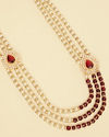 Ruby Red Stone and Pearl Brooch Detailed Mala image number 1