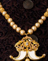 Manyavar Men Beige Layered Mala Necklace with Pearl