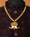 Manyavar Men Beige Layered Mala Necklace with Pearl