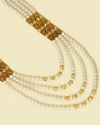 alt message - Manyavar Men Cream Pearl Layered Mala with Stone Embellishments image number 1