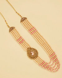 Manyavar Men Pearl and Pink Stone Pendant Mala