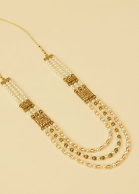 Manyavar Men Pearl and Stone Pendant Mala