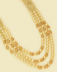 Manyavar Men Ivory Pearl and Amber Stone Studded Mala