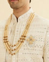 Manyavar Men Ivory Pearl and Amber Stone Studded Mala
