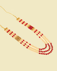 Manyavar Men Pearl and Red Stone Layered Mala