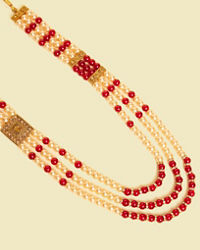 Manyavar Men Pearl and Red Stone Layered Mala