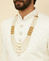 alt message - Manyavar Men Cream Pearl Stone Layered Pendant Mala image number 2