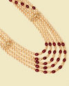 alt message - Manyavar Men Pearl and Red Polki Pendant Layered Mala image number 1