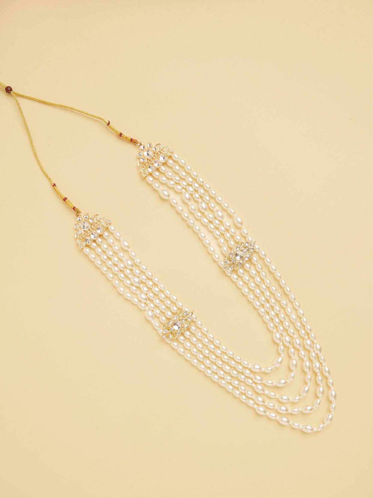 Manyavar Men Pearl and Polki Pendant Mala