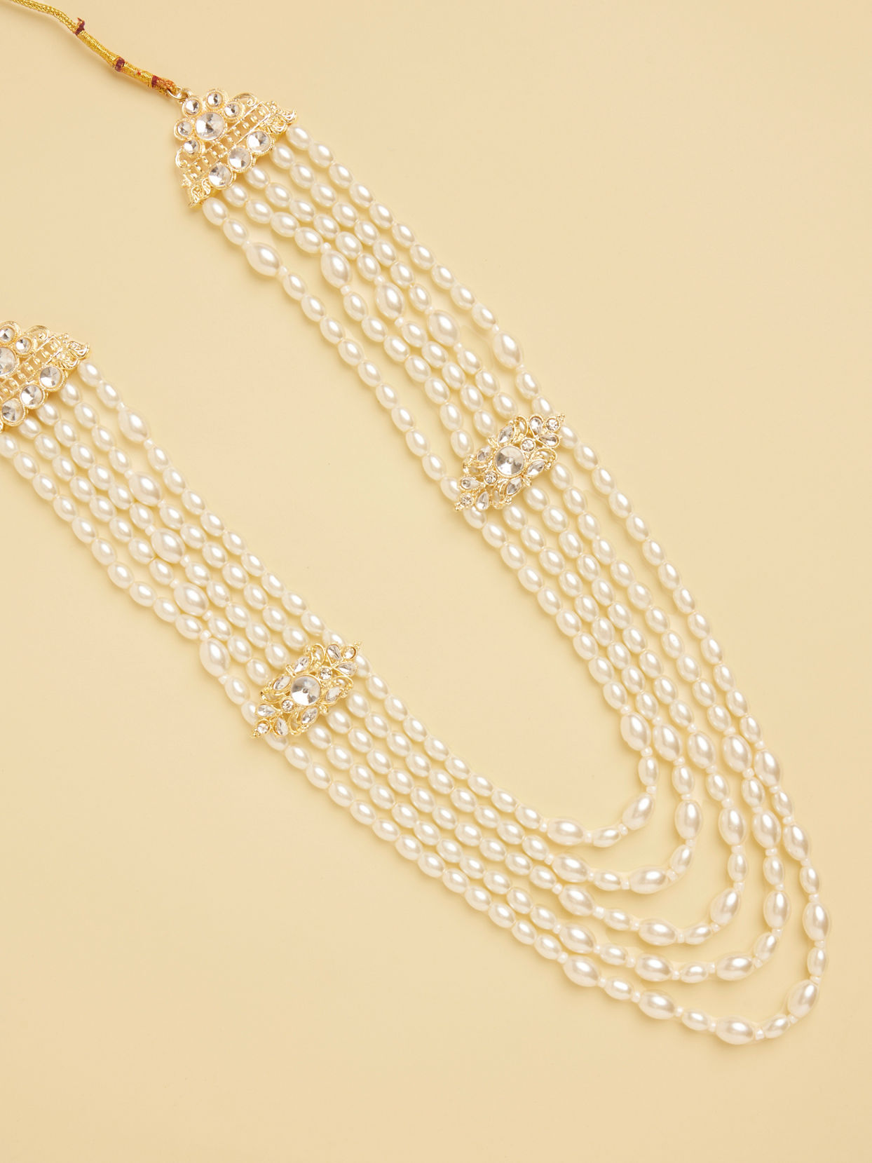Manyavar Men Pearl and Polki Pendant Mala