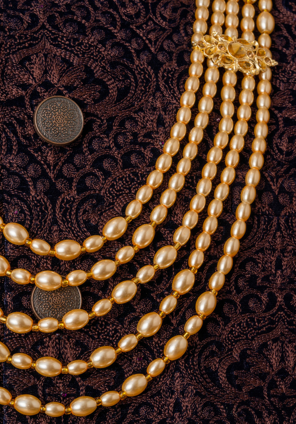 Manyavar Men Beige Embellished Mala
