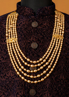 Manyavar Men Beige Embellished Mala