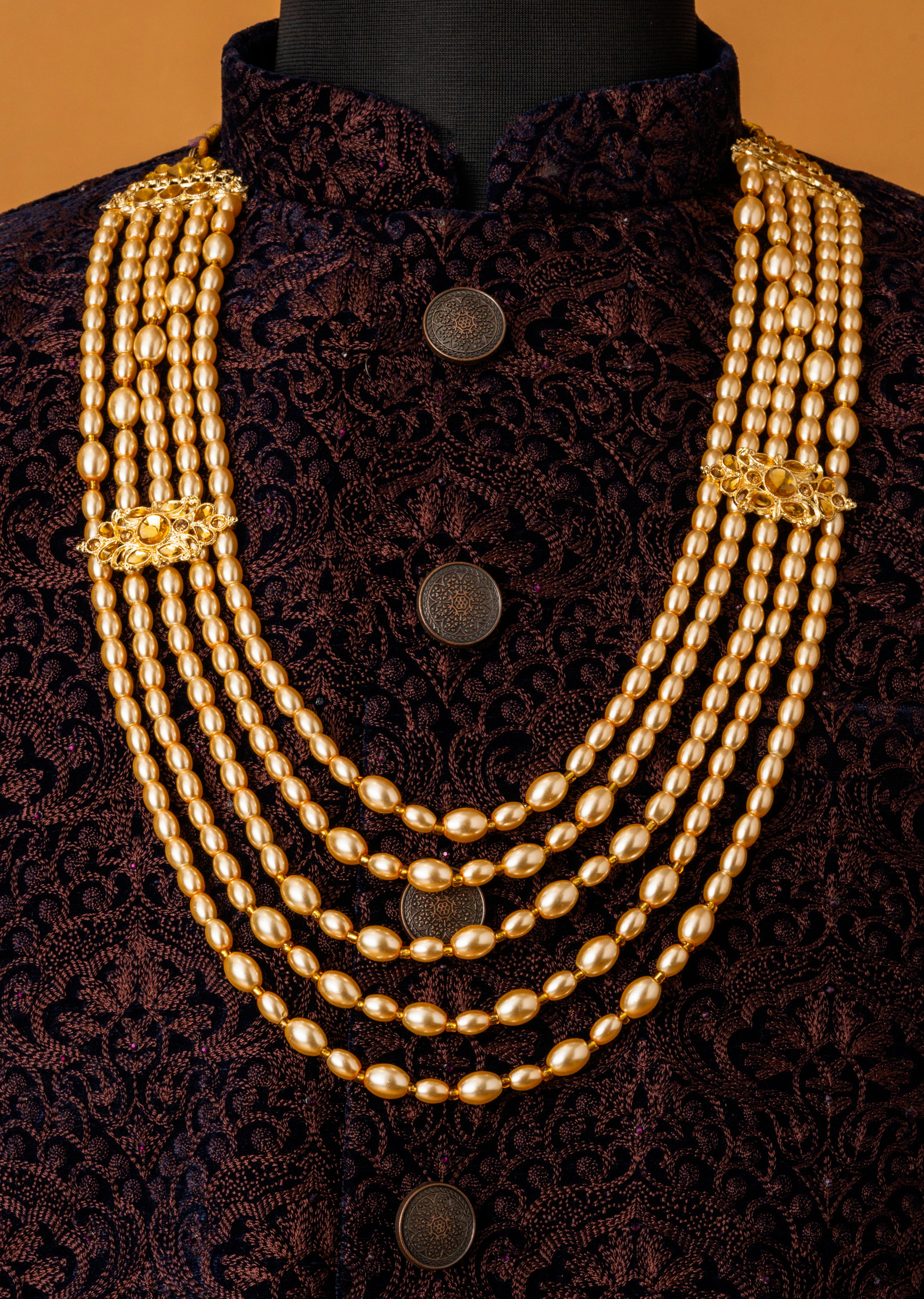 Manyavar Men Beige Embellished Mala