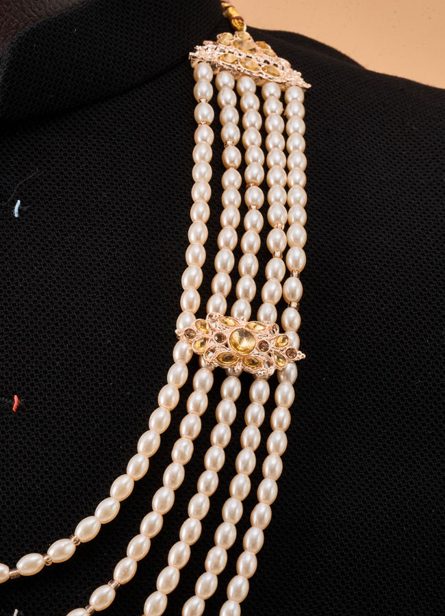 Manyavar Men Champagne Mala with Gold Accents