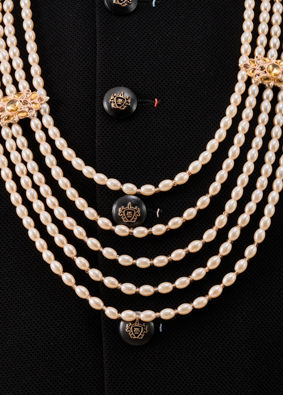 Manyavar Men Champagne Mala with Gold Accents