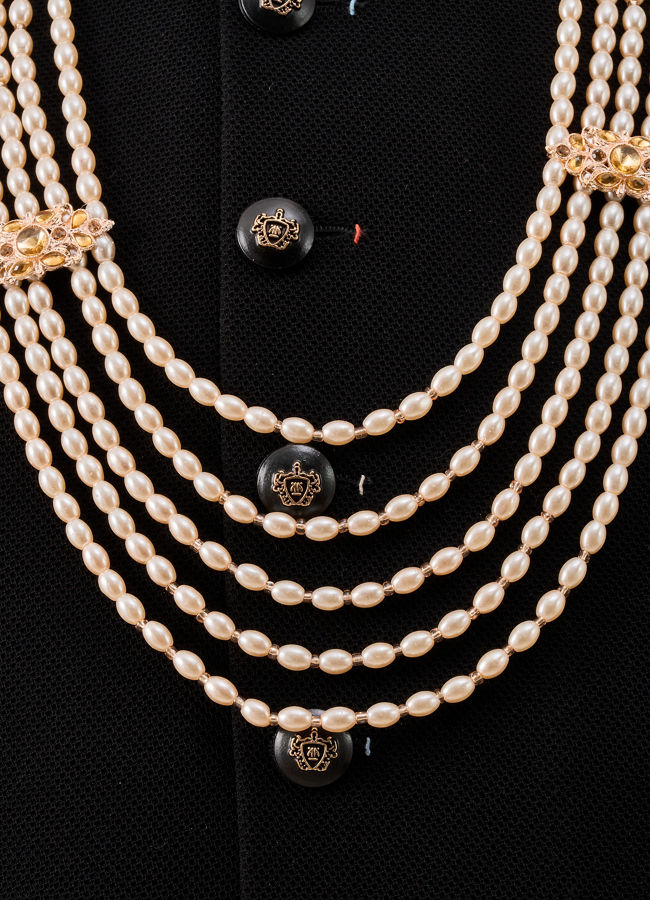 Manyavar Men Champagne Mala with Gold Accents