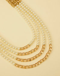 Manyavar Men Pearl and Pink Stone Pendant Mala