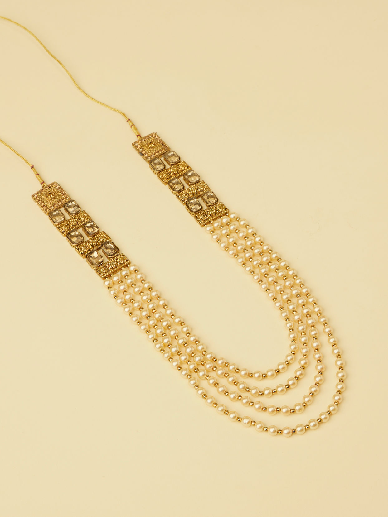 Buy Pearl and Amber Stone Pendant Mala Online in the USA Manyavar