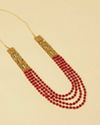 Manyavar Men Red Stone Layered Mala with Stone Embellishments