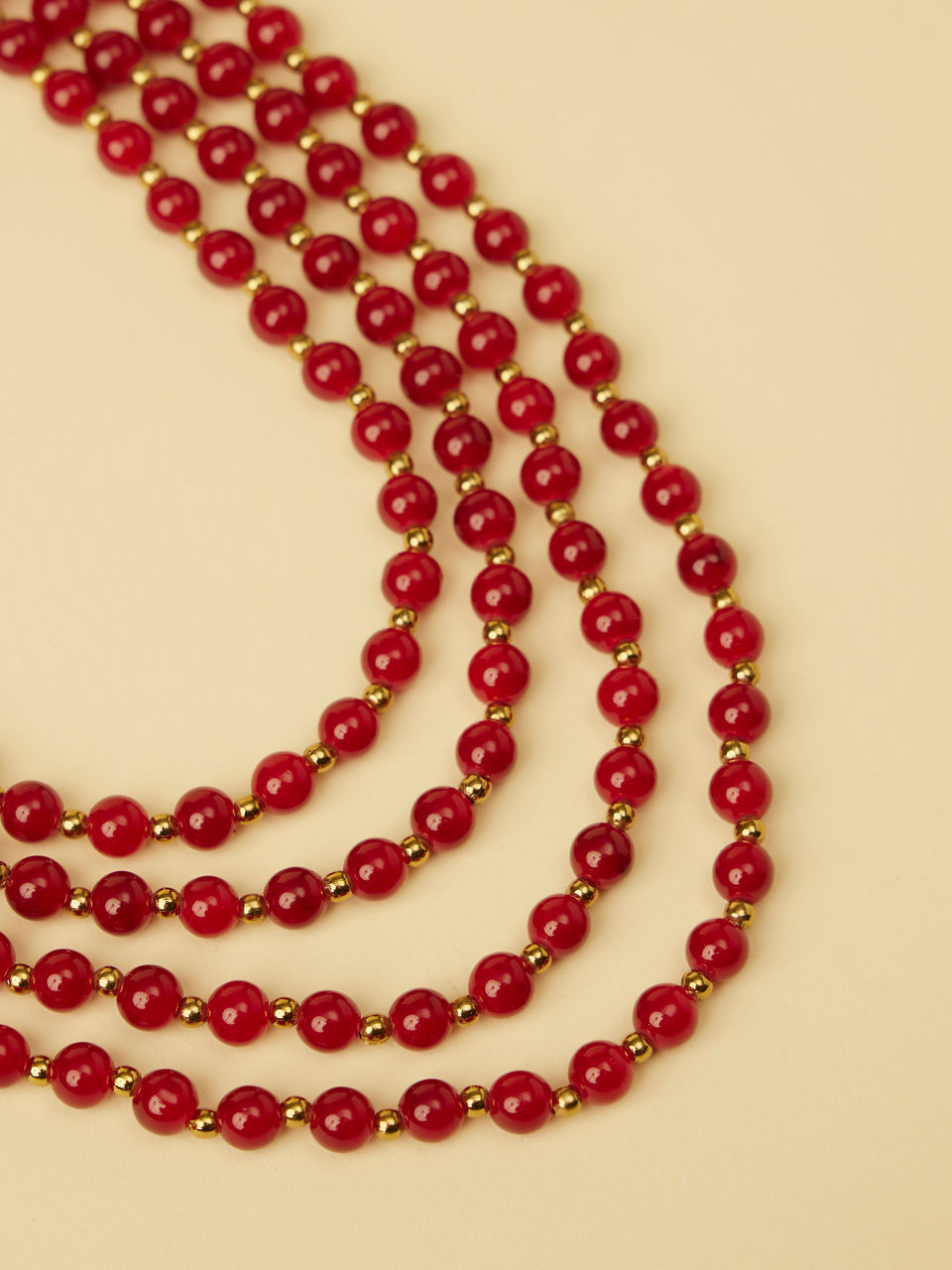 Manyavar Men Red Stone Layered Mala with Stone Embellishments