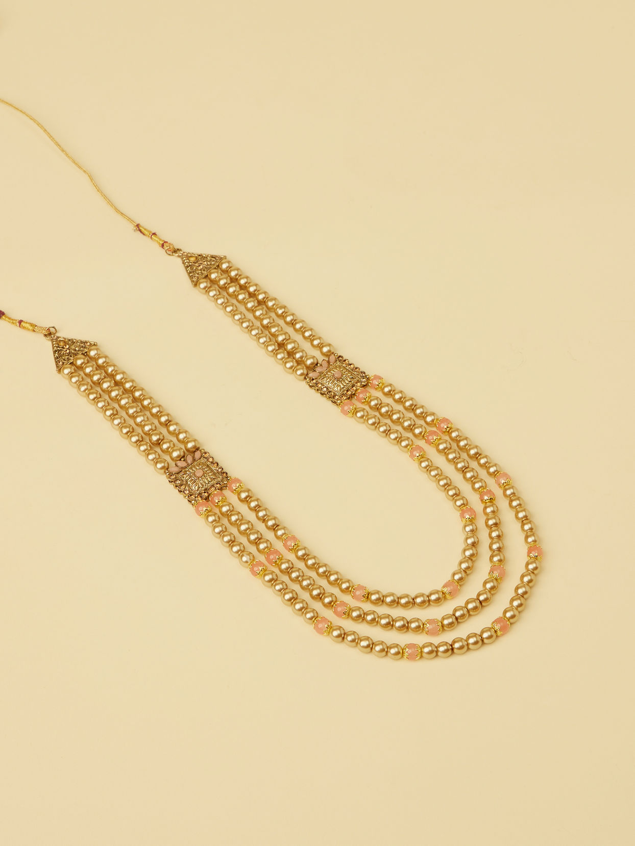 Buy Pearl and Pink Stone Layered Mala Online in the USA Manyavar