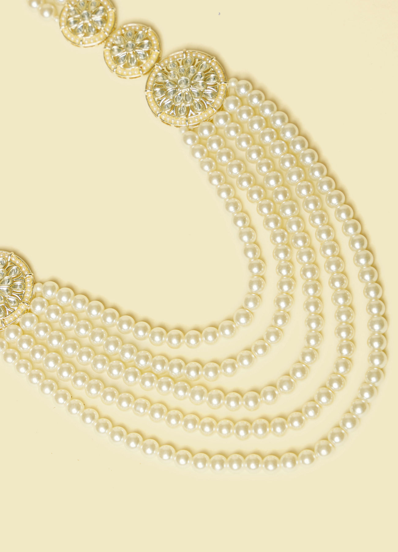 Manyavar Men Pearl and Cream Stone Ornate Mala