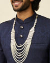 alt message - Manyavar Men Cream and Polki Pendant Mala image number 2