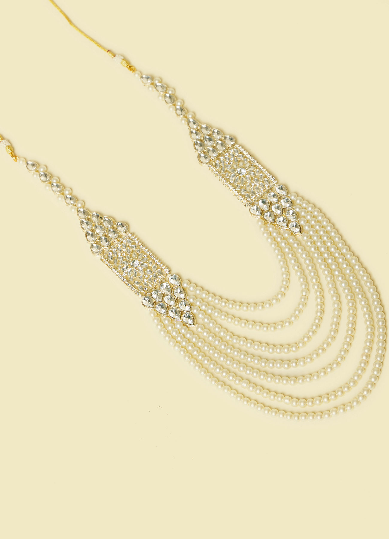 Manyavar Men Cream and Polki Pendant Mala