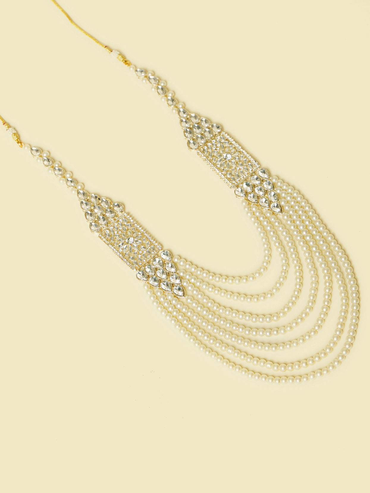 Manyavar Men Cream and Polki Pendant Mala