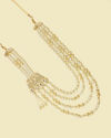 Manyavar Men Cream and Polki Ornate Mala