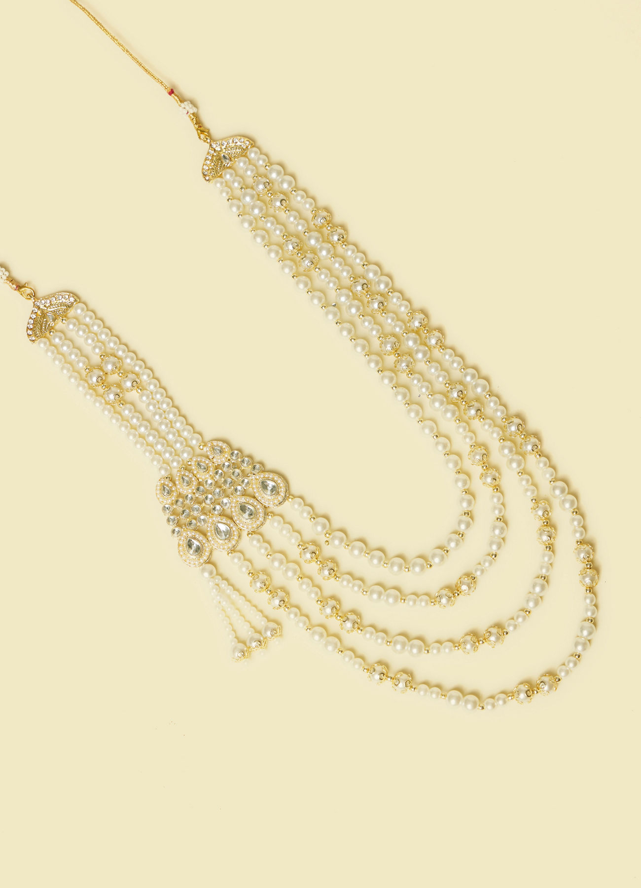 Manyavar Men Cream and Polki Ornate Mala
