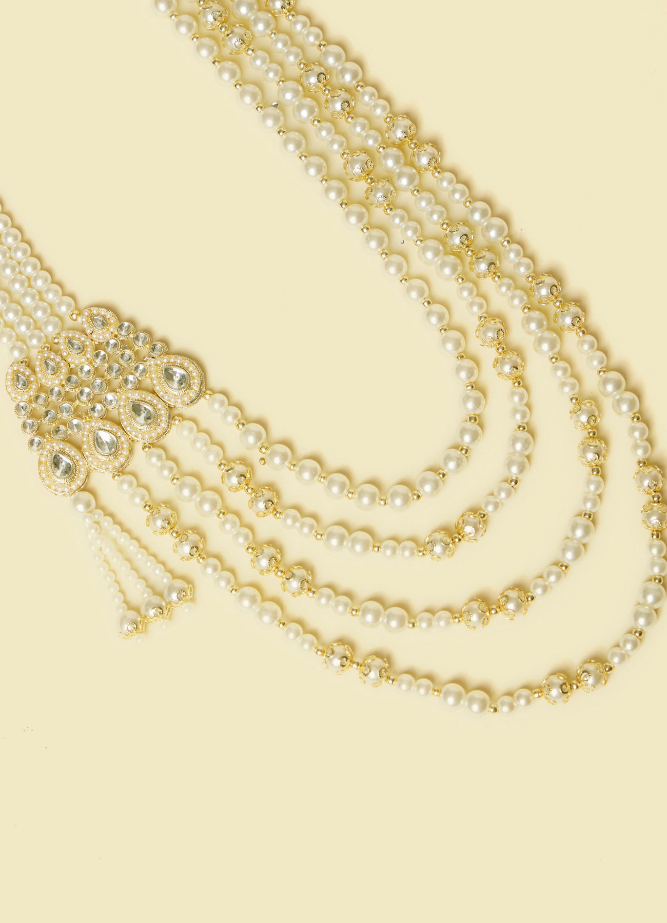 Manyavar Men Cream and Polki Ornate Mala