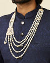 Manyavar Men Cream and Polki Ornate Mala