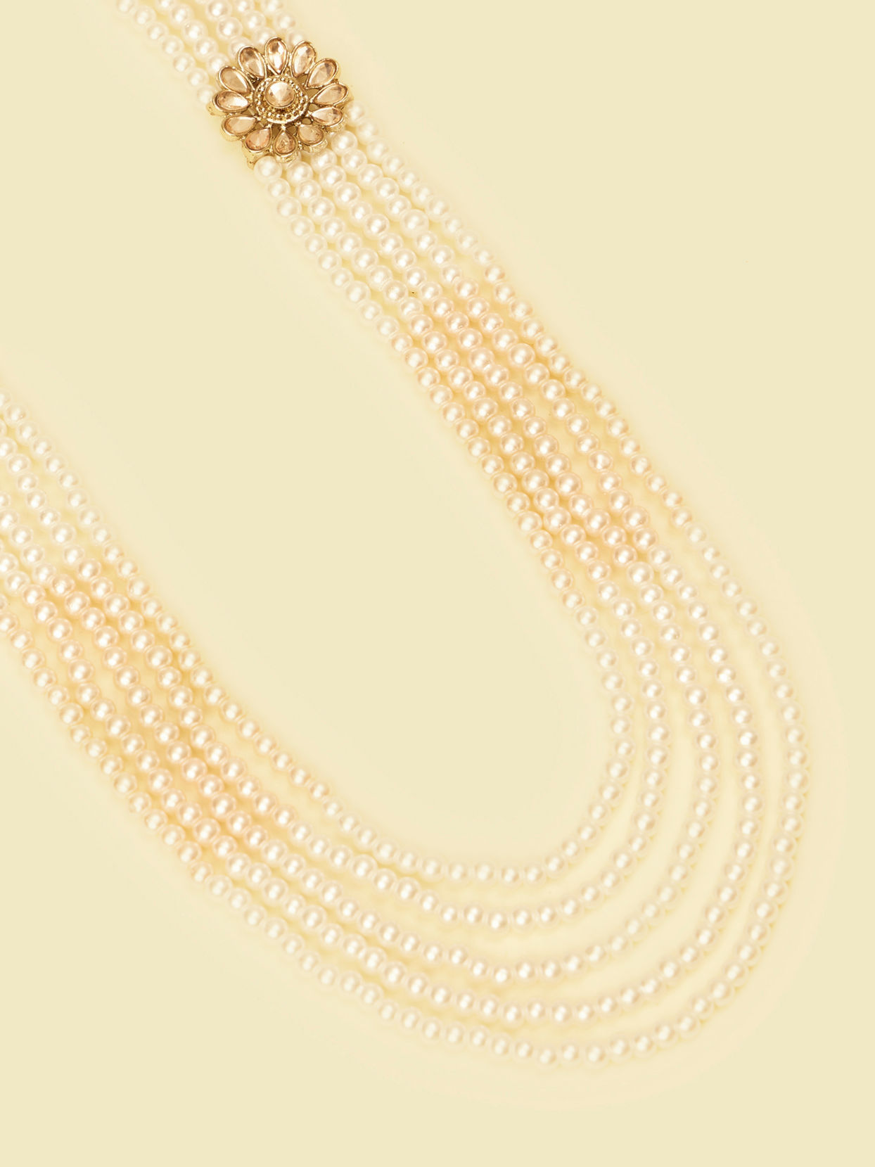 Manyavar Men Elegant White-Peach Wedding Mala