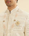 Manyavar Men Elegant White-Peach Wedding Mala image number 0