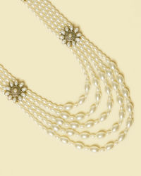 Manyavar Men Warm White Layered Mala