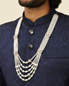 Manyavar Men Warm White Layered Mala