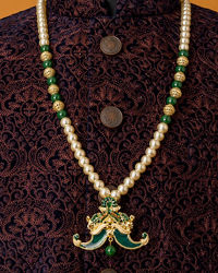 Manyavar Men Elegant Teal Green Mala