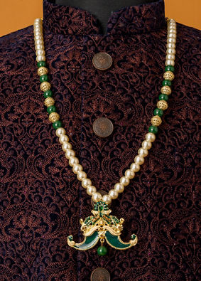 Manyavar Men Elegant Teal Green Mala