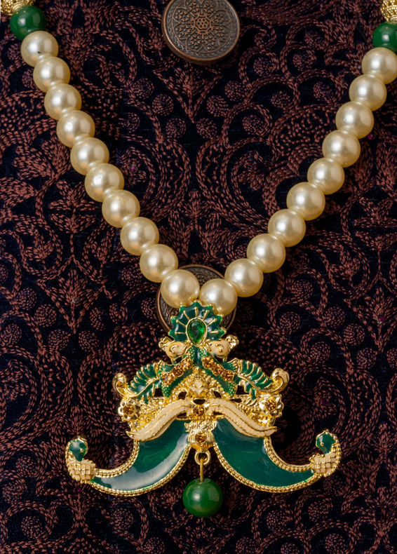 Manyavar Men Elegant Teal Green Mala