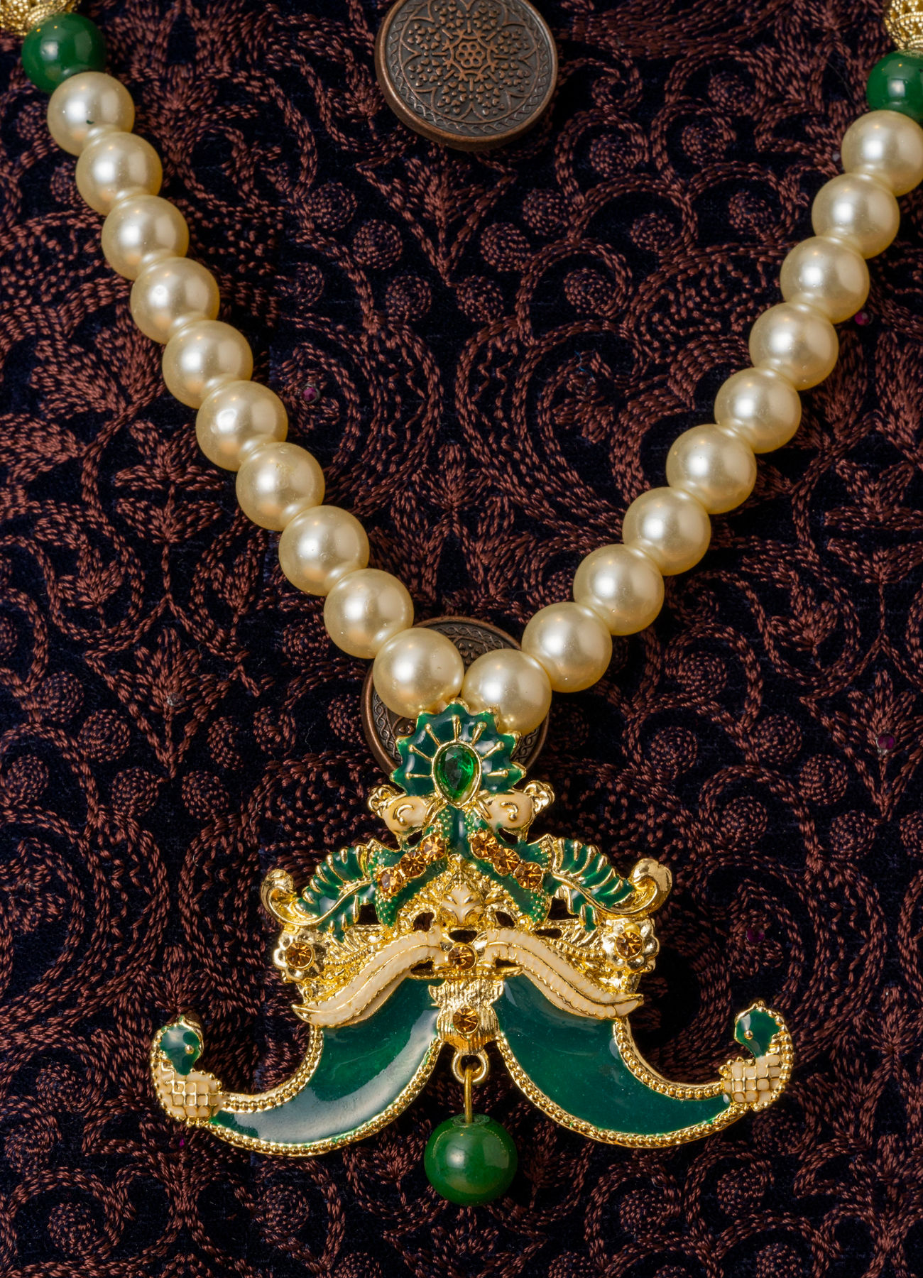 Manyavar Men Elegant Teal Green Mala